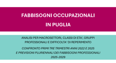 Online il nuovo report sui “Fabbisogni occupazionali in Puglia” a cura di IPRES