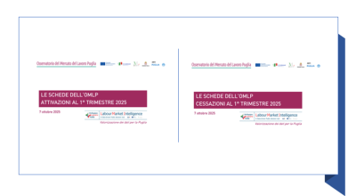 Pubblicate due nuove schede aggiornate al 1° trimestre 2025: attivazioni e cessazioni dei contratti di lavoro in Puglia